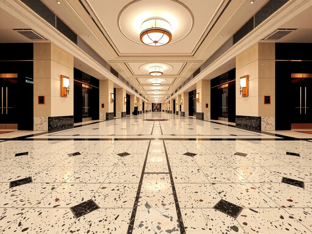 Polished terrazzo floors