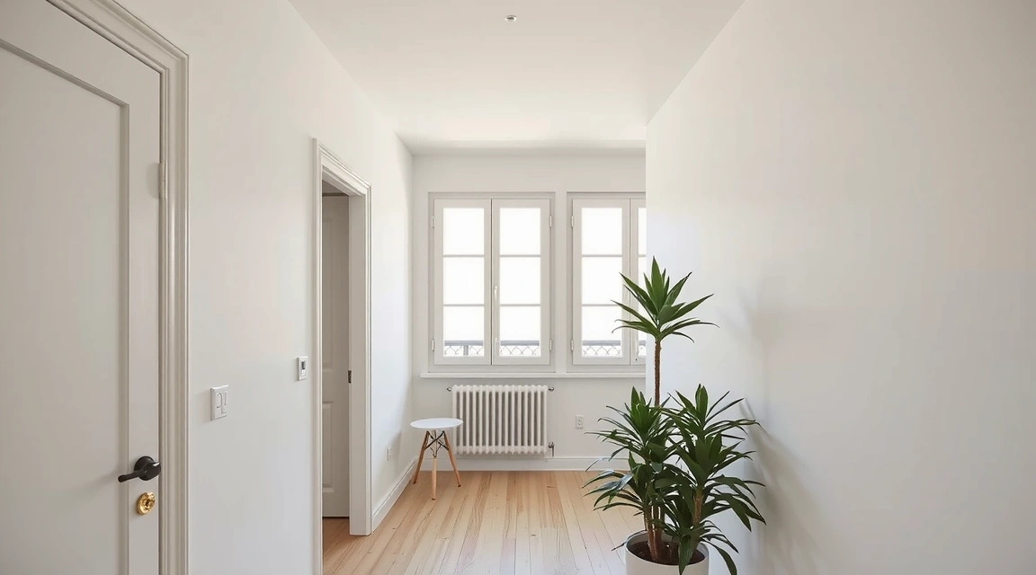 A tidy Parisian apartment hallway