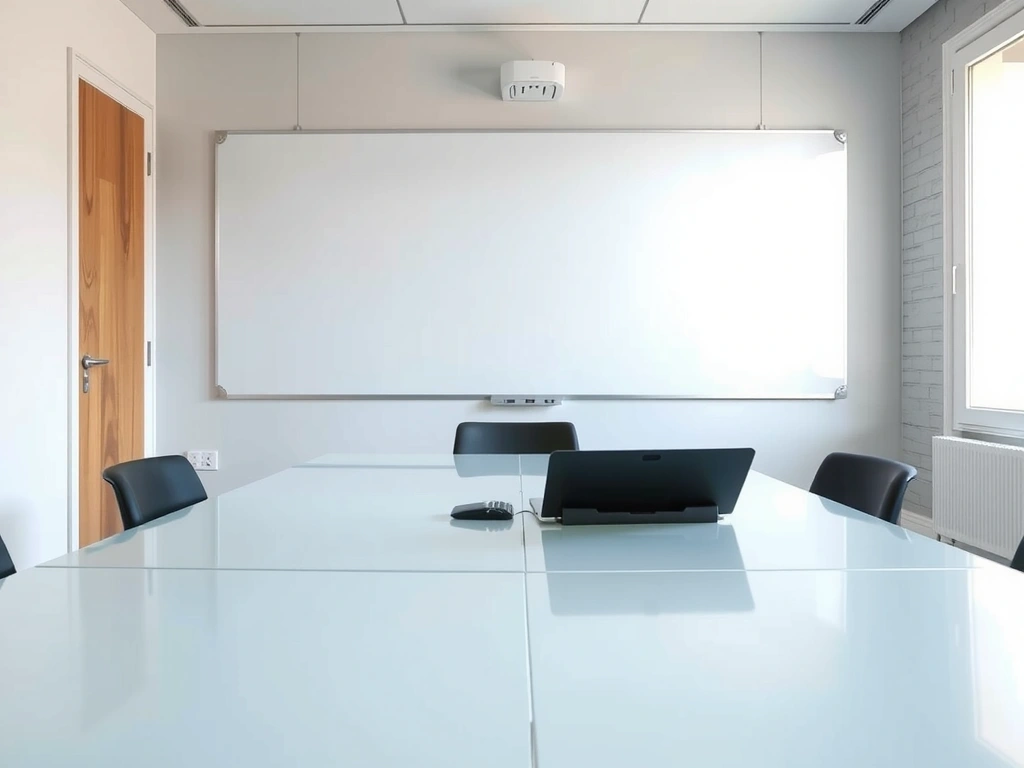 Clean, minimalist office meeting room